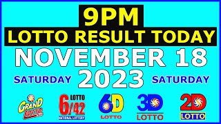 9pm Lotto Result Today November 18 2023 Saturday [upl. by Melessa879]