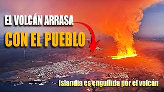 La nueva erupción en Islandia está destruyendo el pueblo Grindavík [upl. by Dedie]