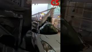 Roof collapse Delhi Term1 airport departure area 1 cab driver dead in pillar collapse 5 injuries [upl. by Aikan]