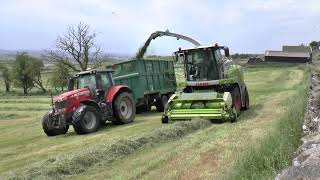 Upland silage with outstanding views Claas 850 and MF 7718 24062023 [upl. by Melloney524]