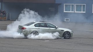 BURNOUTS amp DRIFTS  2x BMW M5 E39 2x M5 F10 M5 E60 M3 E90 in Action [upl. by Manara749]