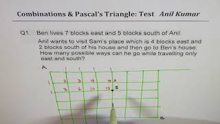 Number of Routes While Stopping at Friends Using Pascals Triangle [upl. by Dnilasor]