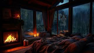 Bedroom Haven  Thunderstorm Fireplace amp Dimmed Lights [upl. by Klatt]