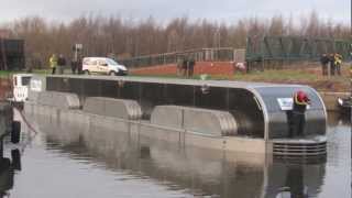 The Hydrokinetic OblinArk® Green Power Barge Launch in Leeds 8th Dec 2012 [upl. by Jami]