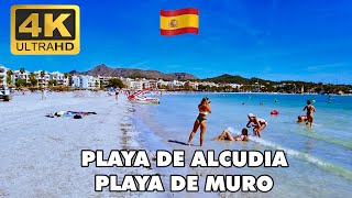 Playa de Muro  Playa de Alcudia【Beach Walking Tour 4k】in Mallorca Majorca Island Spain [upl. by Ahcarb]