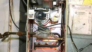 Starting Gas Furnace Carrier Weather Maker 8000 58WAV with Upflow Induced Combustion [upl. by Aplihs]