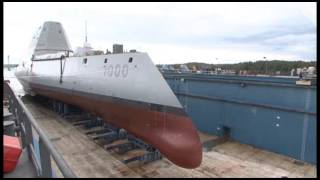 DDG 1000 Launch from Drydock Timelapse [upl. by Elisabetta746]