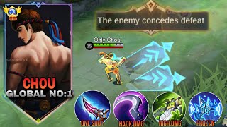 FINALLY CHOU BEST BUILD amp ROTATION FOR ENEMY AUTO SURRENDER 100 WIN STREAK🥶  Mobile Legends [upl. by Westbrooke685]