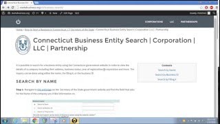 Connecticut Business Entity Search  Corporation  LLC  Partnership [upl. by Lesko]