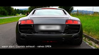 Audi R8 V10  stock exhaust vs Capristo XPipe exhaust [upl. by Nedle]