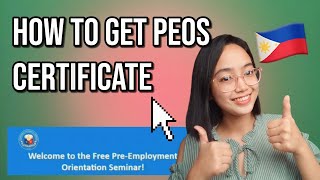 How To Get PEOS Certificate 2024  PEOS ERegistration  Preemployment Orientation Seminar 2024 [upl. by Vastha192]