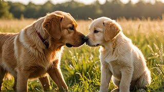 Fox Red Lab Puppy Meets Golden Retriever for First Time [upl. by Ardnikat]