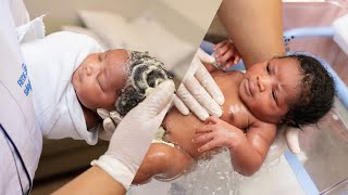 NEWBORNS FIRST BATH  Birth in Brazil [upl. by Ardekan]