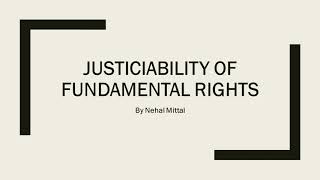 Basics of Indian Constitution Justiciability of fundamental Rights [upl. by Ardaid]