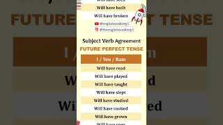 Future perfect Tense Subject verb agreement englishacademy shorts englishgrammar [upl. by Nuriel]