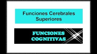 FUNCIONES CEREBRALES SUPERIORES  Funciones Cognitivas [upl. by Aicek468]