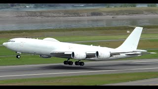 US Navy Boeing E6 164410 takeoff from PDX [upl. by Annora]