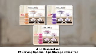 Ezmall  4 Pc Casserole Set  2 Serving Spoons  4 Pc Storage Boxer [upl. by Corby]