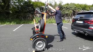 Remorque PORTE MOTO Abaissante et pliante COCHET Comment ça marche [upl. by Sherrer]