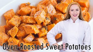 EASY OvenRoasted Sweet Potatoes [upl. by Ydnarb361]