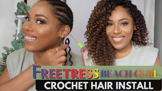 FREETRESS BEACH CURL CROCHET HAIR INSTALL LIA LAVON [upl. by Geithner]