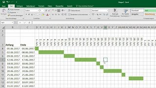 Excel GanttDiagramm erstellen  bedingte Formatierung Balkenplan Projektplan Projektmanagament [upl. by Blanchette260]