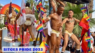 Sitges Pride Parade 2023 in Barcelona Spain  Marcha del Orgullo LGBTQIA [upl. by Oiratno]