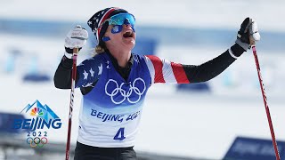 Jessie Diggins makes Olympic HISTORY with emotional silver medal  Winter Olympics 2022  NBC Sports [upl. by Derrik]