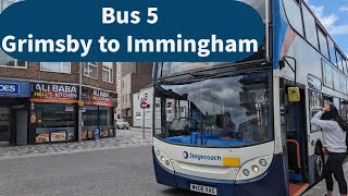 Grimsby Immingham Bus 5 from Grimsby to Immingham UK August 2023 [upl. by Bowne751]