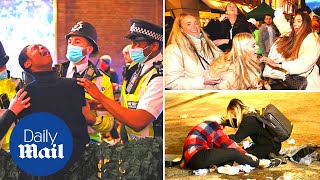 UK Covid19 Police in Soho confront people as England lockdown eases and pubs reopen [upl. by Suedaht490]