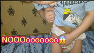 2 years Baby Tries To Take His Diaper Off  Funny Diaper Video what happen when the diaper off😧😧 [upl. by Einafats]