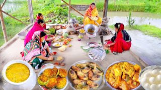 বাড়িতে পুজো উপলক্ষে ভোগের খিচুড়ি রান্না করলাম সাথে নবরত্নবেগুনভাজইলিশমাছ ভাজামিষ্টি  khichuri [upl. by Enuahs]