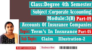 Degree 4th Sem  Corporate Accounting  Module3B  Accounts Of Insurance Companies  Part09 [upl. by Luy]