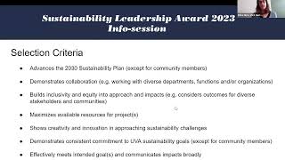 Sustainability Leadership Award Info Session [upl. by Hpsoj]