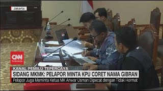 Sidang MKMK Pelapor Minta KPU Coret Nama Gibran [upl. by Elleinad443]