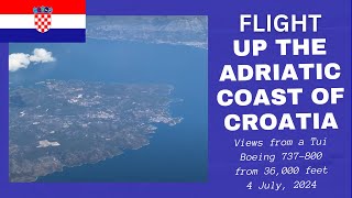 Flight up the Adriatic Coast of Croatia with views from 36000 feet  4 July 2024 [upl. by Almire]