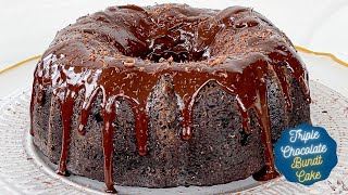 BEST EVER MOISTEST Triple Chocolate Bundt Cake A one pan cake recipe to try for holiday baking [upl. by Acnaib]