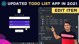 🔴 Updated TODO LIST App with Add Delete Edit LocalStorage using React and Hooks in 2021 [upl. by Eannaj]