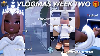 VLOGMAS WEEK TWO 🎁  winter formal christmas decorations school days amp more berry avenue roleplay [upl. by Ansley224]