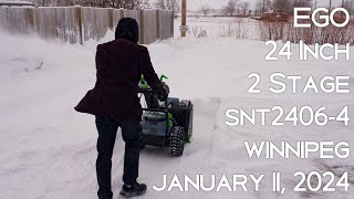 EGO 24 Inch 2 Stage Snowblower  Low Speed  SNT24064  Winnipeg  January 11 2024 [upl. by Ayvid]