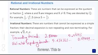 Math3 S1U1 Rational and Irrational Numbers [upl. by Dronski]