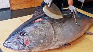 Amazing skill！500 Pound Giant bluefin tuna cutting Master Luxurious sashimi驚人的技巧！巨大黑鮪魚切割大師 鮪魚金三角 [upl. by Cullie240]