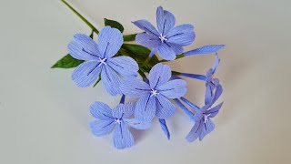 How To Make Blue Plumbago Paper Flower  Paper Flower  Góc nhỏ Handmade [upl. by Alliuqa]