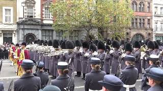 Remembrance Sunday 2022 at the Cenotaph Massed bands of the Guards Division [upl. by Cerys307]