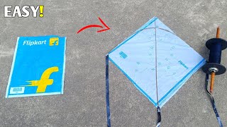 सिर्फ 2 मिनट में बनाएँ पतंग और उड़ाएँ 🪁 Kite Making From Flipkart Bag [upl. by Everest]