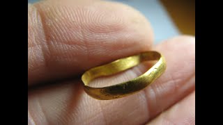 Gold posey ring medieval Limoges enamel head and loads of hammys [upl. by Ahtelrac428]