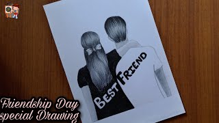 Friendship Day drawing with pencil sketch  Best Friend Drawing  Friendshipday [upl. by Lovash280]