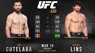 ION CUTELABA vs Philipe LINS Full FIGHT UFC 299 [upl. by Onairam]