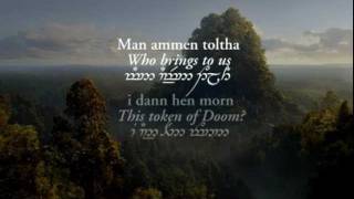 Lothlórien with Quenya and Sindarin lyrics in Tengwar  Lord of the Rings Fellowship Of The Ring [upl. by Bradshaw]