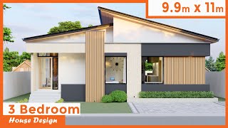 99 by 11 meters 32 by 36ft 3 Bedrooms Modern House Design 106 square mtr 1140 square ft [upl. by Odelinda]